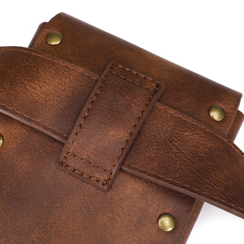 SUMGOGO Belt Pouch Purse Renaissance Costume Accessories LARP Cosplay Waist Bag Fanny Pack Hiking Festival Casual Daypack (Brown) - Image 5
